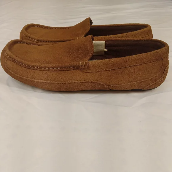 Ugg Alder Slipper Men US 10 Brown Suede Leather Moccasin Slip On Sheepskin Lined - Picture 3 of 11